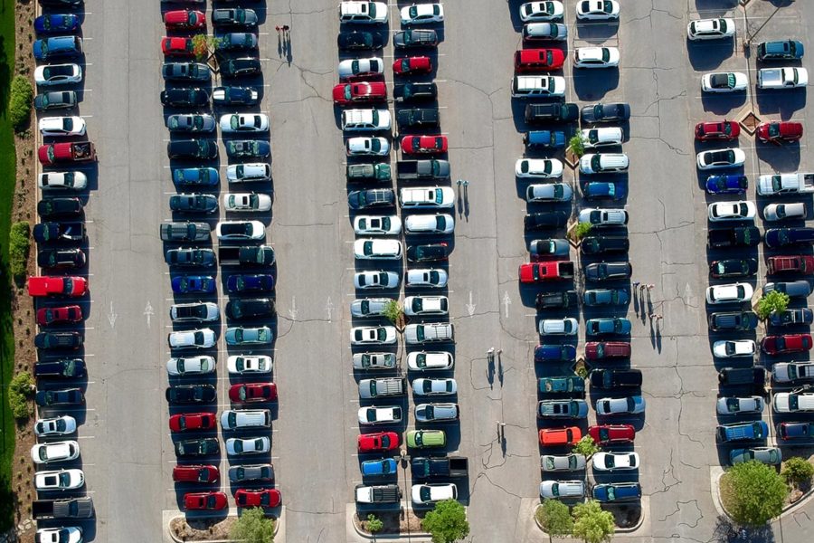 Cars parked neatly in car park