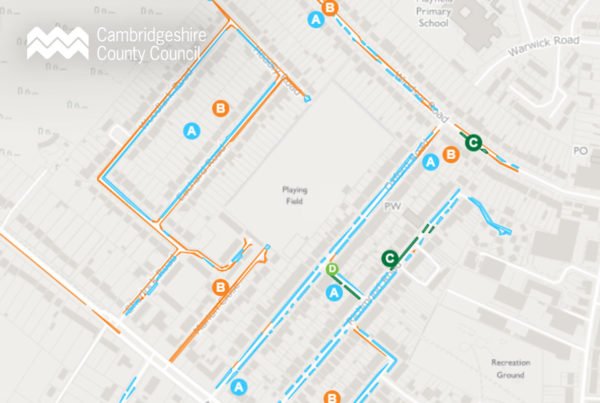 Map with Parking bays and restrictions in Cambridge