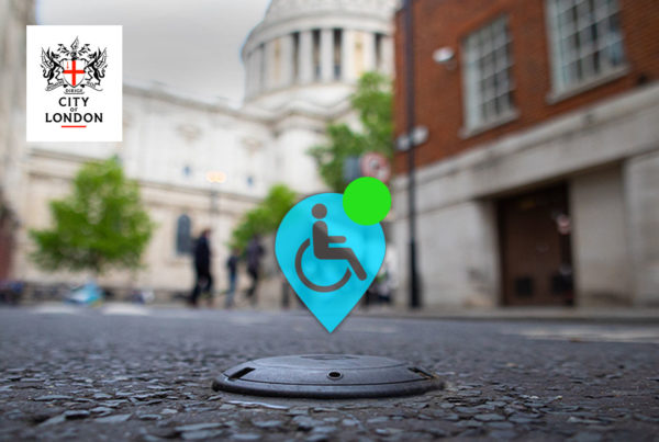 Parking sensor in the City of London showing disabled parking availability